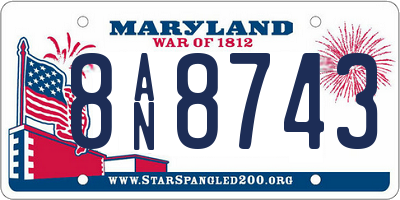 MD license plate 8AN8743