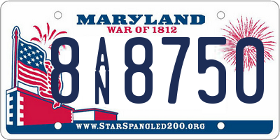 MD license plate 8AN8750