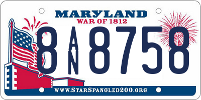 MD license plate 8AN8758