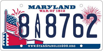 MD license plate 8AN8762