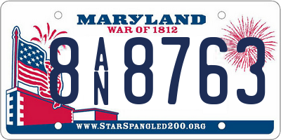 MD license plate 8AN8763
