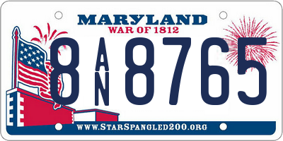 MD license plate 8AN8765