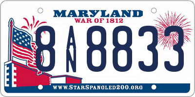 MD license plate 8AN8833