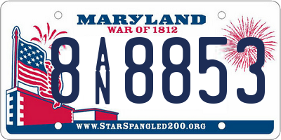 MD license plate 8AN8853