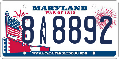 MD license plate 8AN8892