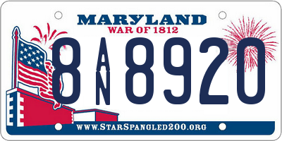 MD license plate 8AN8920