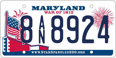 MD license plate 8AN8924