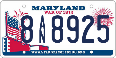 MD license plate 8AN8925