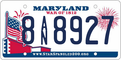 MD license plate 8AN8927