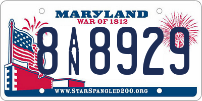 MD license plate 8AN8929