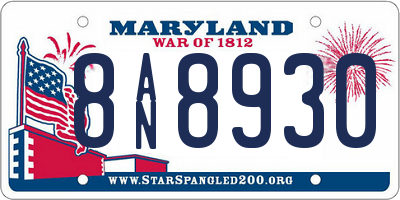MD license plate 8AN8930