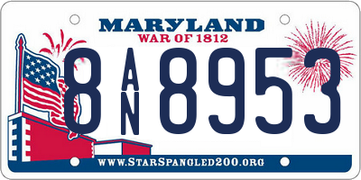 MD license plate 8AN8953