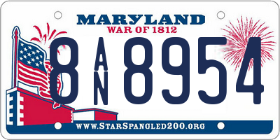 MD license plate 8AN8954