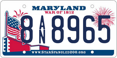 MD license plate 8AN8965