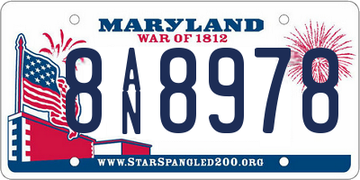 MD license plate 8AN8978