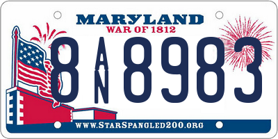 MD license plate 8AN8983