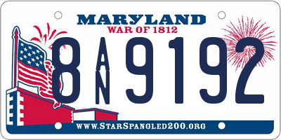 MD license plate 8AN9192