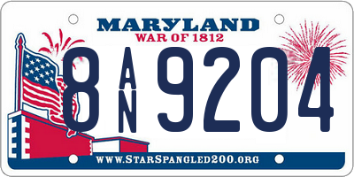 MD license plate 8AN9204
