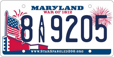 MD license plate 8AN9205