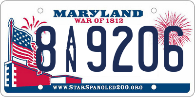 MD license plate 8AN9206