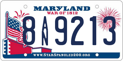 MD license plate 8AN9213