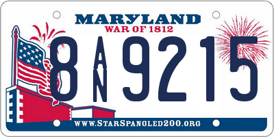 MD license plate 8AN9215