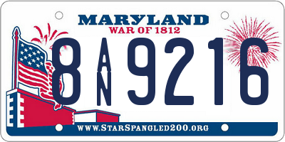 MD license plate 8AN9216