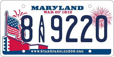 MD license plate 8AN9220