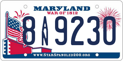 MD license plate 8AN9230