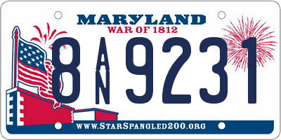 MD license plate 8AN9231