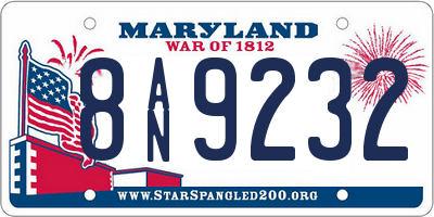 MD license plate 8AN9232