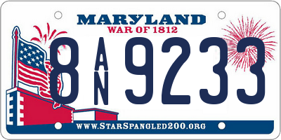 MD license plate 8AN9233
