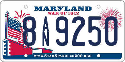 MD license plate 8AN9250