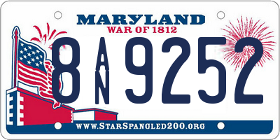 MD license plate 8AN9252