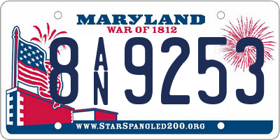 MD license plate 8AN9253