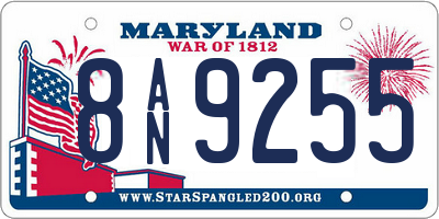 MD license plate 8AN9255