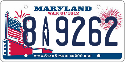 MD license plate 8AN9262