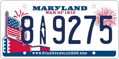 MD license plate 8AN9275