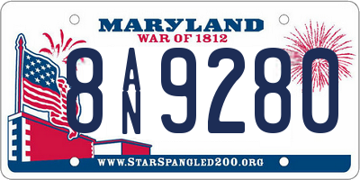 MD license plate 8AN9280