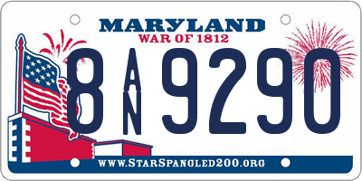 MD license plate 8AN9290