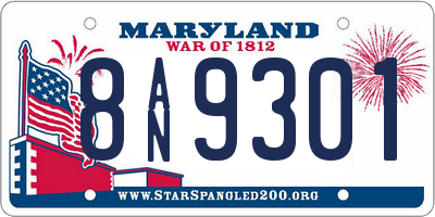 MD license plate 8AN9301