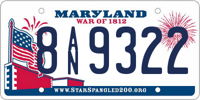 MD license plate 8AN9322