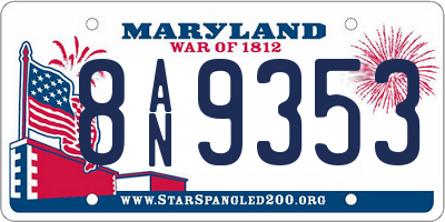 MD license plate 8AN9353
