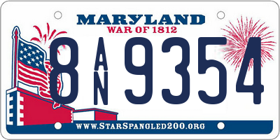 MD license plate 8AN9354