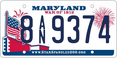 MD license plate 8AN9374