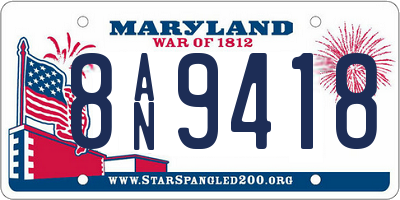MD license plate 8AN9418