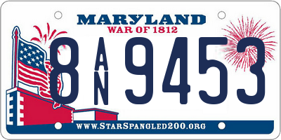 MD license plate 8AN9453