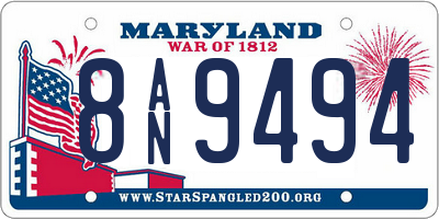 MD license plate 8AN9494