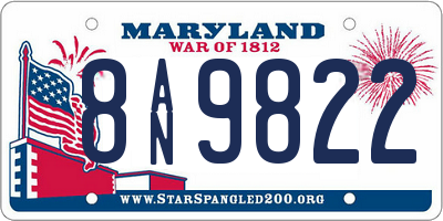 MD license plate 8AN9822