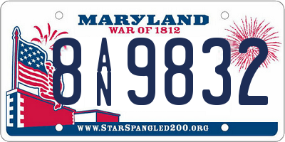 MD license plate 8AN9832